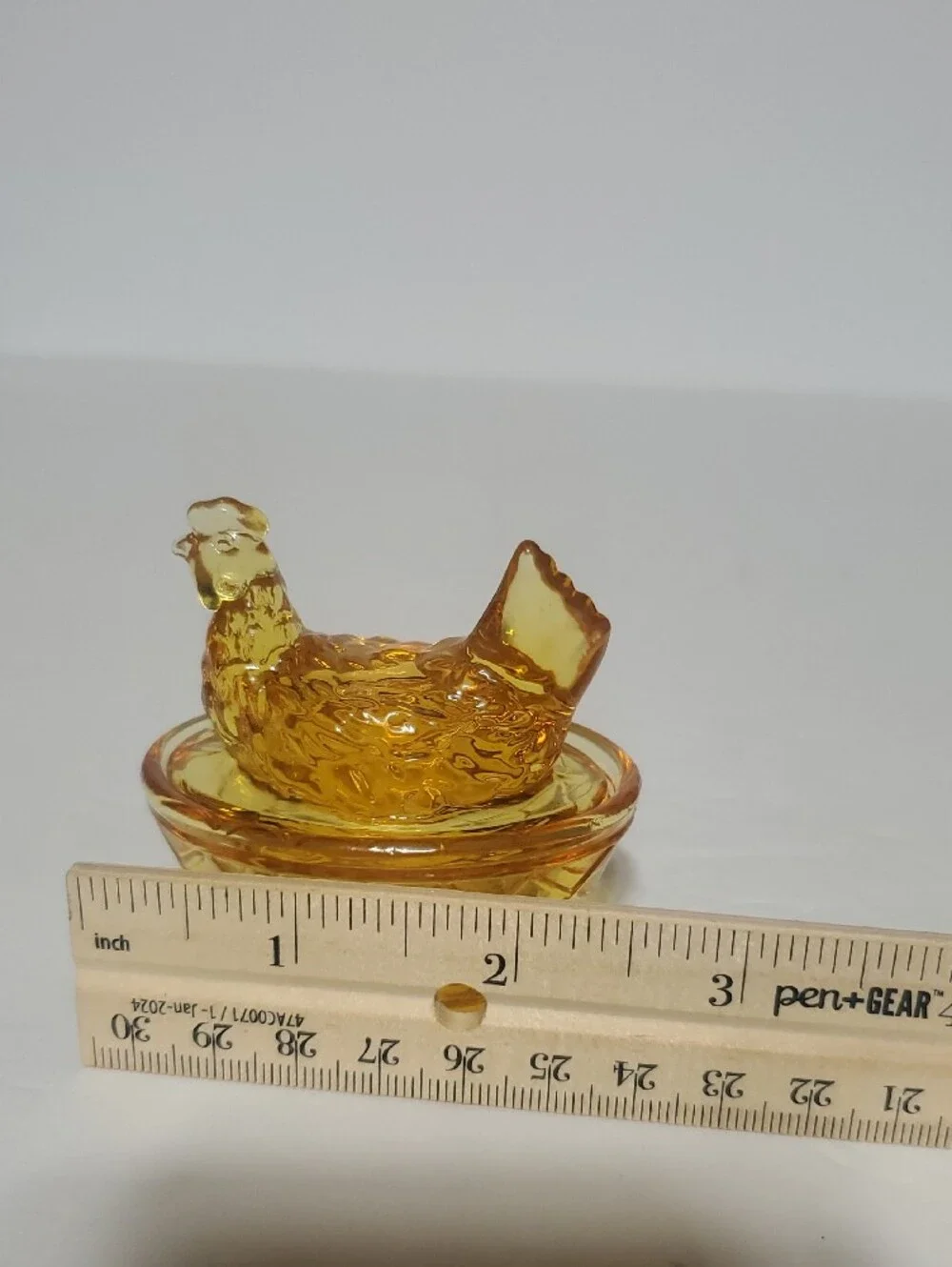 Amber Glass Hen on Nest Decorative Trinket Dish
